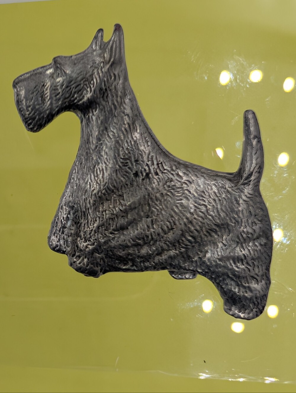 Scottish Terrier Dog Pet Brooch Pin Gunmetal Grey Silvertone EUC Celtic Pin C54